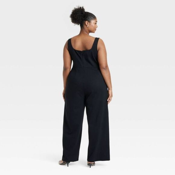 Ava & Viv - Women's Wide Leg Jumpsuit - Ava & Viv Black 2X Black - Picture 2 of 3
